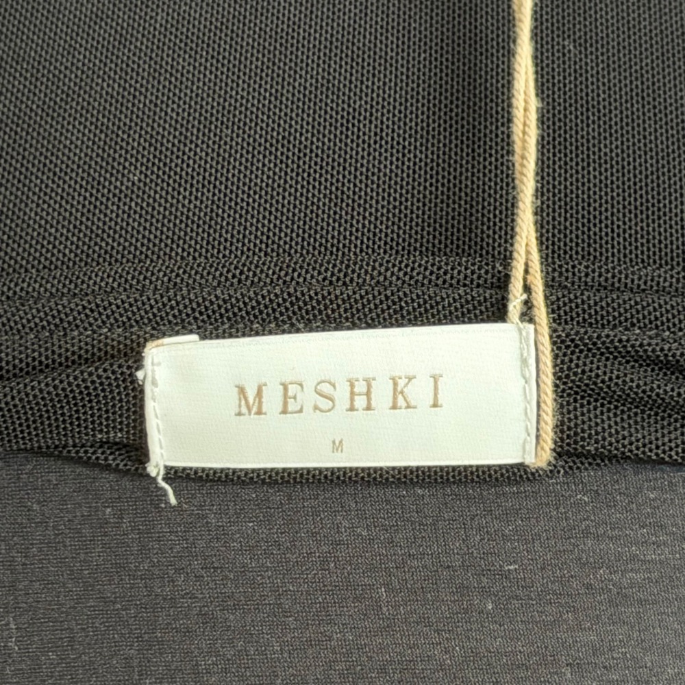 MESHKI Josie Off Shoulder Mesh Maxi Dress Black Women's Long Sleeve Size M - Picture 3 of 16